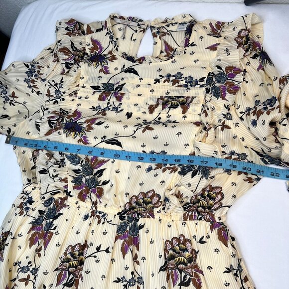 Scotch & Soda Floral Print Ruffle Dress Creamy Ivory Long Sleeve Mini Boho Large - Picture 11 of 16